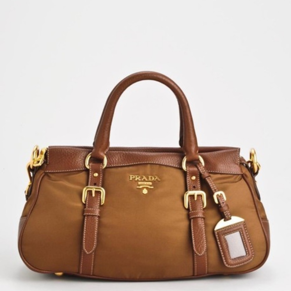 COPY - Prada Nylon Leather Brown Bag